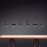 Tibeta - Set 3 Lampe Suspension LED 30,4w Chrome Noir câble textile Noir