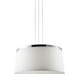 Leila Pendant Lamp 48cm G9 3x40w + E27 3x23w - Chrome lampshade fabric white