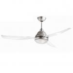 Remida Fan 127cm with light 150W 3 blades Transparent with remote - Silver Leaf