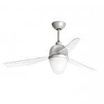 Swing metal Fan 127cm light LED 17W 3 blades Transparent with remote - Grey/Metal white