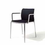 Audrey Soft silla con brazos Aluminio Brillante (Embalaje de 2 unidades) Tejido Trevira