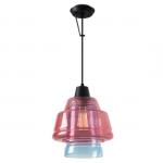 Color Lampe Suspension 1xE27 MAX 60W 24,4cm - Noir Mat Diffuseur decorado rose et Bleu