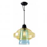 Color Lampada Lampada a sospensione 1xE27 MAX 60W 31cm - Nero opaco Diffusore decorado Giallo e Blu
