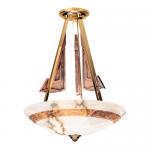 Axe Pendant Lamp Brown/Patine Alabaster white with talla Brown