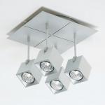 Dau Spot lâmpada do teto 4 Focos Quadrada GU10 Alumínio Anodizados
