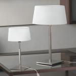 Cala 30 Table Lamp Nickel Satin ø35cm wrinkled fabric white