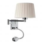 Arm Wall Lamp with lector Chrome lampshade textile 1 E27X60W + 1LED 1W