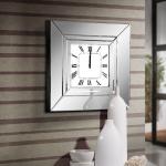 Lucy reloj de pared marco con espejos biselados 60x60x10cm - Cromado y transparente