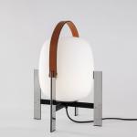 Cesta Metálica Table Lamp with handle piel colour natural E27 60W - Stainless Steel