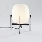 Cestita Metálica Lampada da tavolo LED 6W - Struttura Acciaio inossidabile Paralume Vetro bianco opale