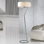 Lineal lámpara of Floor Lamp 3L steel Inox + lampshade Chinz white