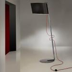 Flow lámpara of Floor Lamp 1L Chrome steel Inox + lampshade black