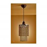Lluvia Pendant Lamp 1L oxide forge + lampshade Glass ámbar Large