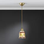Lluvia Pendant Lamp 1L polished gold + lampshade mosaic Gold/Brown