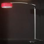 Ibis lámpara de Lampadaire 3L Aluminium/Chrome + abat-jour tissu Rouge