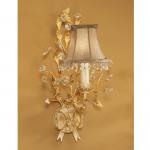 Verdi Wall Lamp Florentino 1L E14 with lampshade beige fringe Ivory Gold