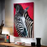 Cebra en Rojo Cuadro 90x140cm Pintura acrílica