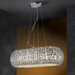 Diamond Pendant Lamp oval 10 G9 LED 4W Chrome/Copens Glass
