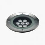 Compact Recessed suelo Round 275mm 7 Accent LED 3200k 10,5w 230v 7ú Stainless Steel