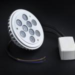 SERIE TG LED Lámpara tipo AR o QR, Cuerpo Aluminio, óptica Transparente 2 PIN 9x 9W