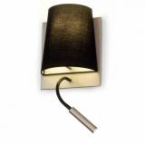 hotel Wall Lamp lampshade 60W + LED 3W with lector Champagne/Blac