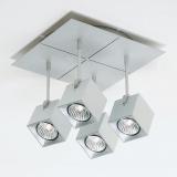 Dau Spot ceiling lamp 4 Spotlights Square GU10 Aluminium Anodized