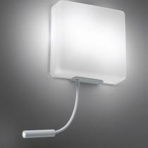 Square Wall Lamp 25cm PL 2x26W + Lector LED 3w Nickel mate
