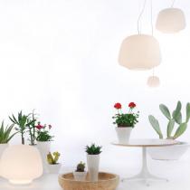 Iara L Lampe de table E27 1x105W 230v Verre blanc opaque et