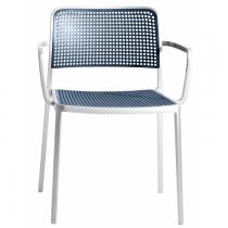 Audrey Shiny silla con brazos Aluminio Brillante para