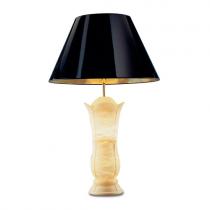 Table Lamp Gold Alabaster ivory with talla Brown without