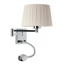 Arm Wall Lamp with lector Chrome lampshade textile 1