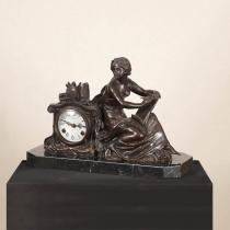 escultura di Bronzo Reloj con Mujer