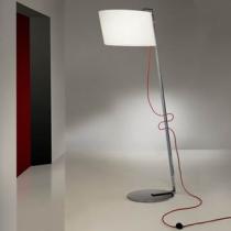 Flow lámpara von Stehlampe 1L Chrom stahl Inox + weißen