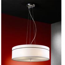 Ibis Pendelleuchte 3L Chrom + lampenschirm stoff weiß