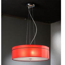 Ibis Pendelleuchte 3L Chrom + lampenschirm stoff Rot