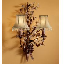 Verdi Wall Lamp Florentino 2L Brown Oxide + lampshade Beige