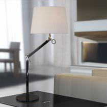 Atlas Lampe de table 1L Aluminium Noir + abat-jour Brun