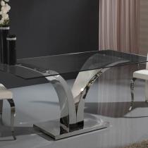 Isabella table de salle à manger Inox/Verre 180cm