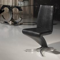Boston chair metal chromed/ Polipiel Black Cocodrilo