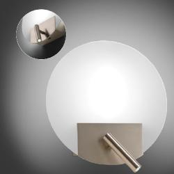Flat Wall Lamp Round Glass PL26W + LED 3W Nickel