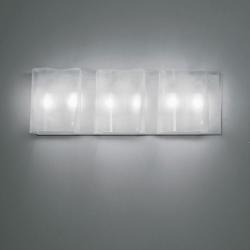 Logico Wall Lamp mini 3 in line, Fluorescent , Diffuser silk, fondo Grey