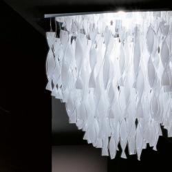 Aura ceiling lamp 60x60 h.58 Aluminium pulido Glass