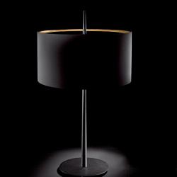 Lola T Lampe de table E27 2x60w 75cm noir abat-jour noir/d´Or