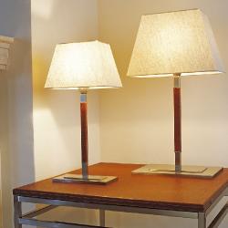 Tau - Mini (Solo Structure) Table Lamp without lampshade E27 46w Ní­quel Piel Oscura