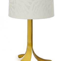 Natur Lampada da tavolo Piccola en Oro 1xE27 Tessuto Paralume tipo a Algodon