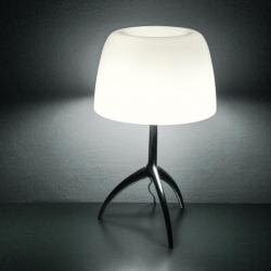 Lumiere Table Lamp Large with intensity regulator - Structure Chrome Black/lampshade white calido