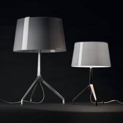 Lumiere XXS Lampe de table - Structure Chrome Noir/abat-jour marrón