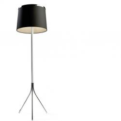 Leila lámpara de Lampadaire 175cm E27 3x23w + G9 3x40w Chrome abat-jour tissu noir