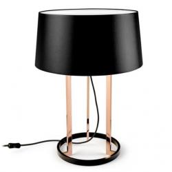 Premium Lampe de table 3xE27 MAX 18W - Cuivre Brillant abat-jour tissu noir