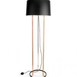 Premiun Floor Lamp 3xE27 Max 30W - Copper Shiny lampshade fabric black